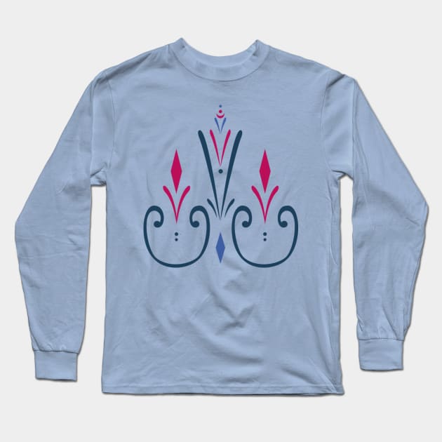 Queen Elsa Coronation Dress Pattern Long Sleeve T-Shirt by Mint-Rose